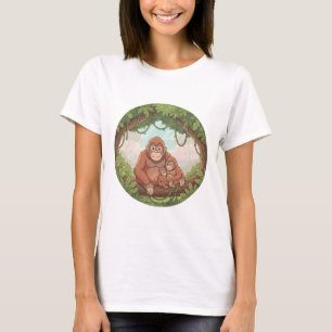 Camiseta Amor de Macaco – Adorável Mãe Orangotango e Bebê F