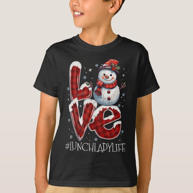 Camiseta Amor de Natal Snowman Almoço Senhora Vida Diversão (Frente)