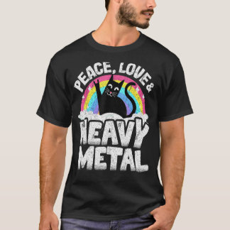 Camiseta Amor de Paz e Gatos Metálicos Pesados Punk Banda M