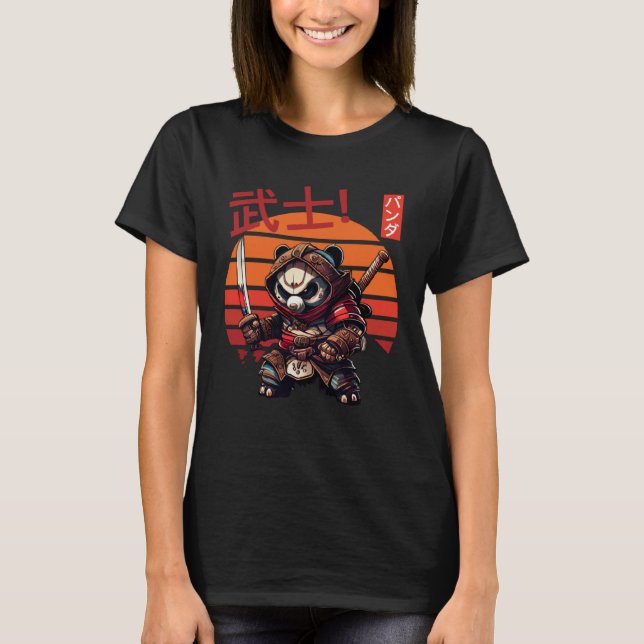 Camiseta Amor de Rapazes Panda Samurai Retro (Frente)