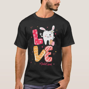 Camiseta Amor Dental Squad Bunny Ears Dentista Ovos de Higi