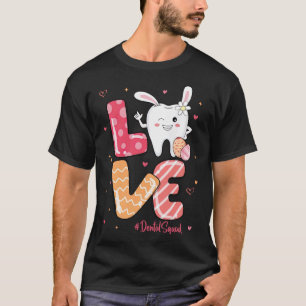 Camiseta Amor Dental Squad Bunny Ears Dentista Ovos de Higi