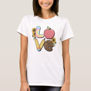 Camiseta Amor - Design de Professores Coloridos com Apple e