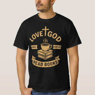 Camiseta Amor Deus Beba Café Leia Livros Fé Cristã