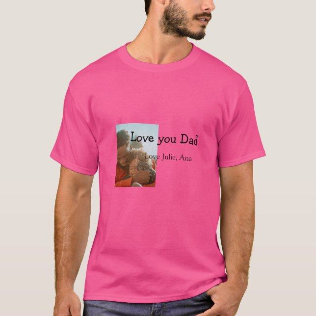 Camiseta amor dia de os pais pai adicionar nome de foto sim (Frente)