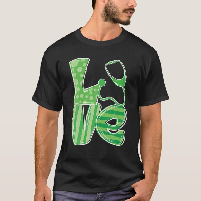 Camiseta Amor, Dia de São Patrício de Enfermeira do Estetos (Frente)