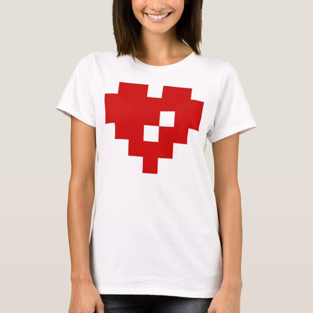 Camiseta Amor do bocado do coração 8 do pixel (Frente)
