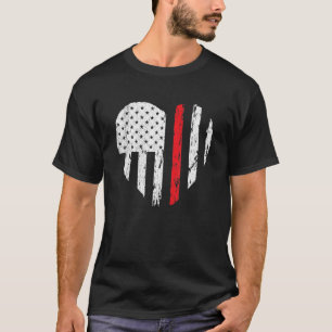 Camiseta Amor do Coração do Bombeiro Distressed Bandeira EU