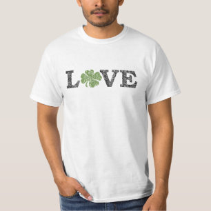Camiseta AMOR do Dia de São Patrício com trevo