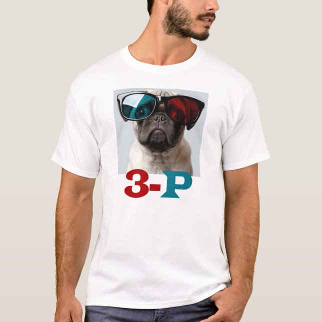 Camiseta AMOR do PUG de 3-P 3D (Frente)