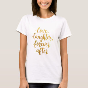 Camiseta Amor Dourado romântico, risos, para sempre