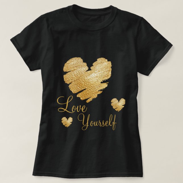 Camiseta Amor dourado você mesmo do coração (Frente do Design)