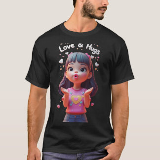 Camiseta Amor e abraços Design engraçado unissex para homen