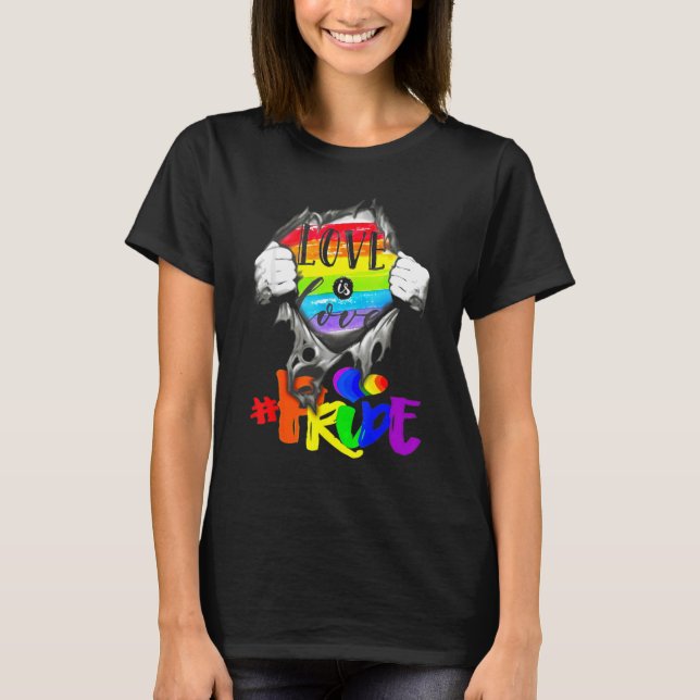 Camiseta Amor É Amor Arco-Íris Arrancando Dentro Lgbt Bande (Frente)