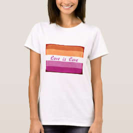 Camiseta Amor é Amor, LGBTQ+ Lésbicas Cores de Bandeira T-S
