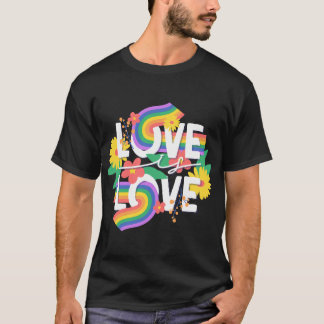 Camiseta Amor é Arte Floral Arco-Íris