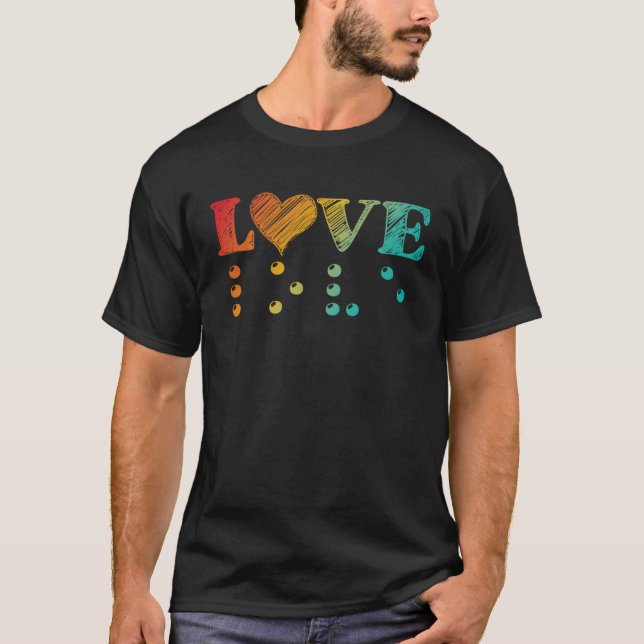 Camiseta Amor é Cego Braille Visualmente Imparada Cegueira (Frente)