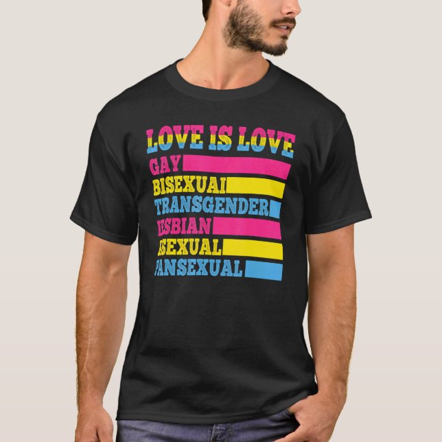 Camiseta Amor é Gay Transgênero Pans Asexuais (Frente)