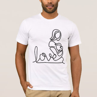 Camiseta Amor e mãe segurando um bebê