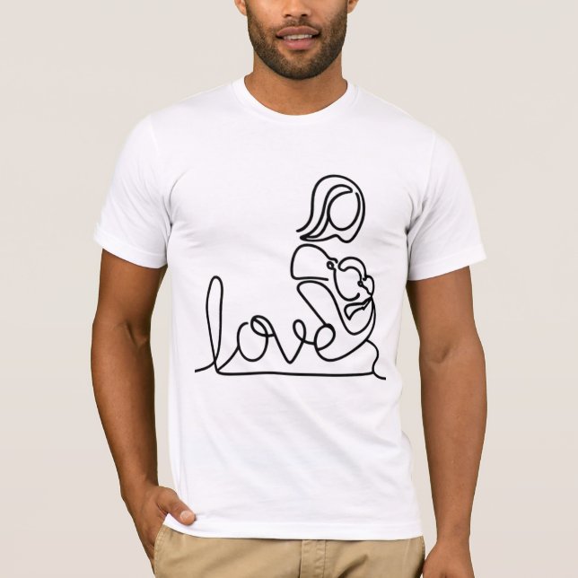 Camiseta Amor e mãe segurando um bebê (Frente)
