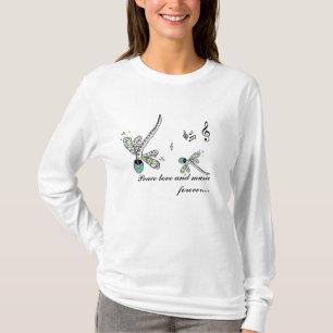 Camiseta amor e música da paz da libélula para sempre…