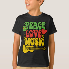 Camiseta Amor e música da paz de Rasta