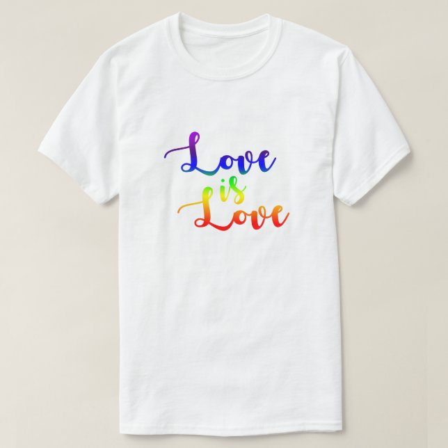 Camiseta Amor é Orgulho gay Rainbow GLBTQ Design (Frente do Design)
