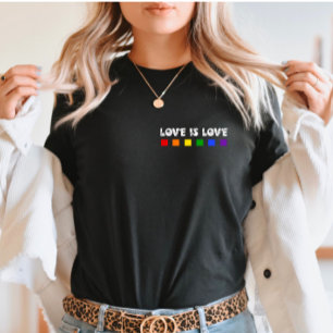 Camiseta Amor é Orgulho Minimalista Arco-Íris