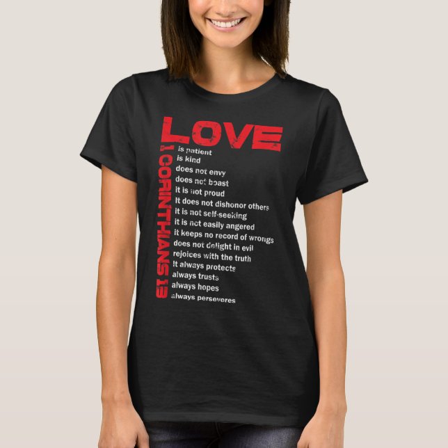 Camiseta Amor é Paciente 1 Corinthians 13 Presente para Chr (Frente)