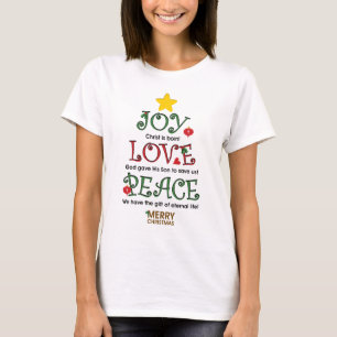 Camiseta Amor e paz cristãos da alegria do Natal