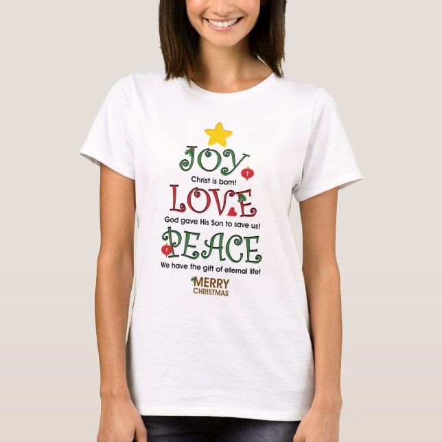 Camiseta Amor e paz cristãos da alegria do Natal (Frente)