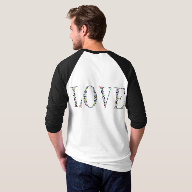 Camiseta Amor e Paz - Design Gemstone Letting (Parte Traseira Completa)