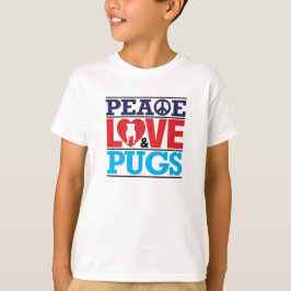 Camiseta Amor e Pugs da paz