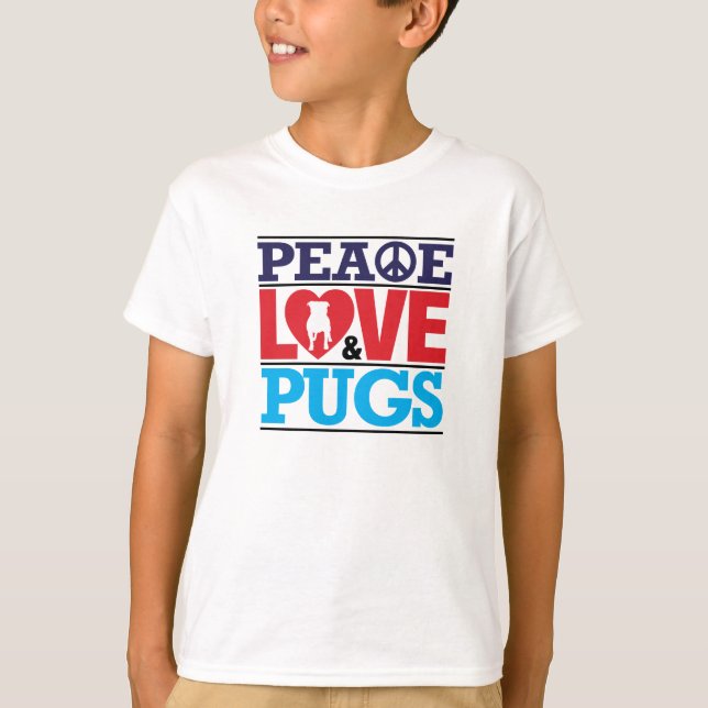 Camiseta Amor e Pugs da paz (Frente)