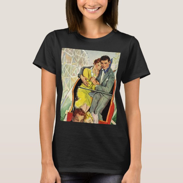 Camiseta Amor e Romance Antigos, Passeio de Montanha-Russa (Frente)