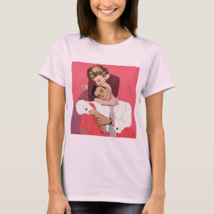 Camiseta Amor e Romance Vintage, Recém-Casados em Rosa
