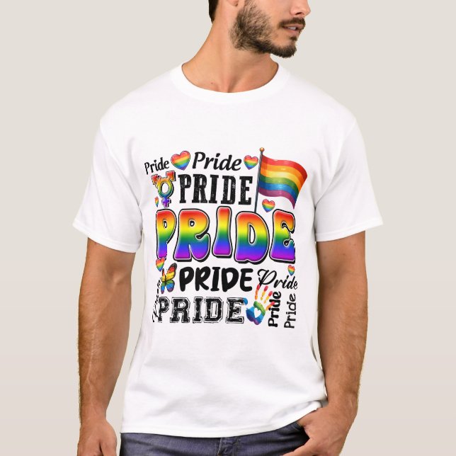CAMISETA AMOR E SUPORTE LGBTQ PRIDE RAINBOW (Frente)