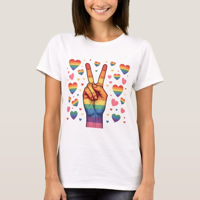 CAMISETA AMOR E SUPORTE LGBTQ PRIDE RAINBOW (Frente)