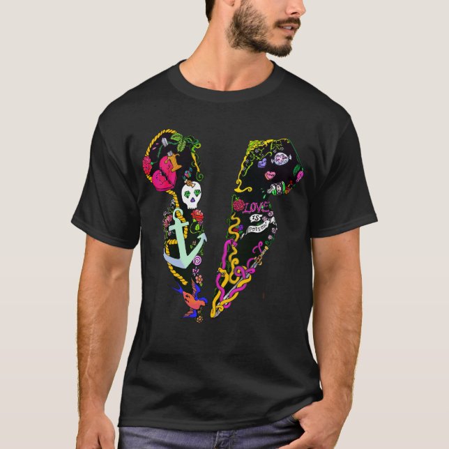 Camiseta Amor é Tatuagem Venenosa Tux Gráfico T-Shirt (Frente)