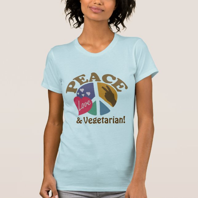 Camiseta Amor e vegetariano da paz (Frente)