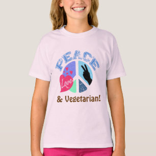 Camiseta Amor e vegetariano da paz