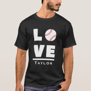 Camiseta Amor E Viver Beisebol Fã De Esportes Nome Personal