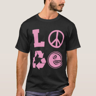 Camiseta AMOR Earth Day Peace Symbol Advocate do Reciclagem