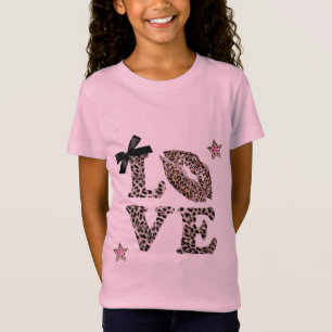 Camiseta Amor em Estampa de Leopardo & Coquete