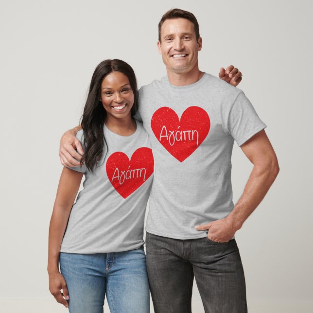 Camiseta Amor em grego - máscara cardíaca personalizada (Unissex)