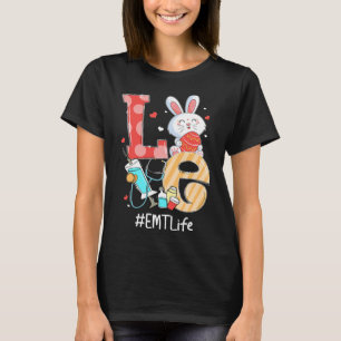 Camiseta Amor Emt Vida Enfermeira Coelhinho da Páscoa Ovos