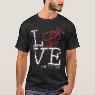 Camiseta Amor Enfermando Vida Estetoscópio Médico Amor Co
