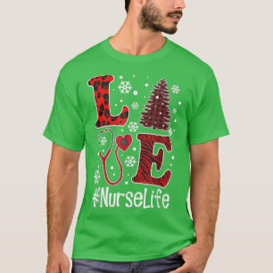 Camiseta Amor Enfermeira Vida Árvore de Natal Estetoscópio