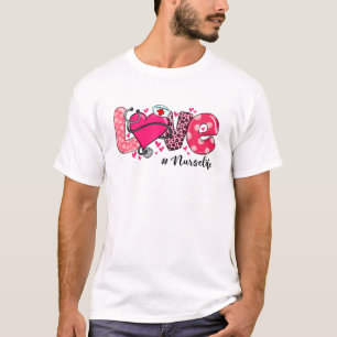 Camiseta Amor Enfermeira Vida Stethoscópio Leopard Enfermei
