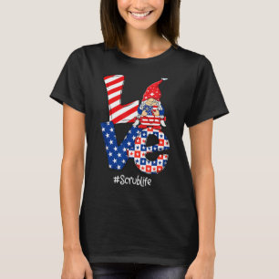 Camiseta Amor Enfermeiro Escrupuloso Stethoscope Patriótico